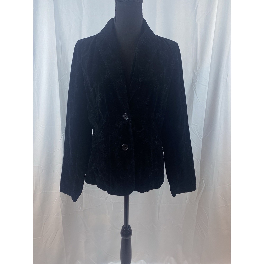Eddie Bauer Black Velvet Embroidered Blazer Women's Size 6 - Picture 3 of 11